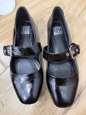Dolce Vita Black Patent Mary Jane Loafers with Buckle